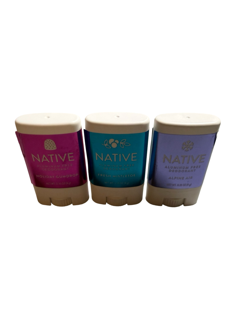 Native Holiday Deodorant 3 Pack: Holiday Gumdrop, Fresh Mistletoe, Alpine Air
